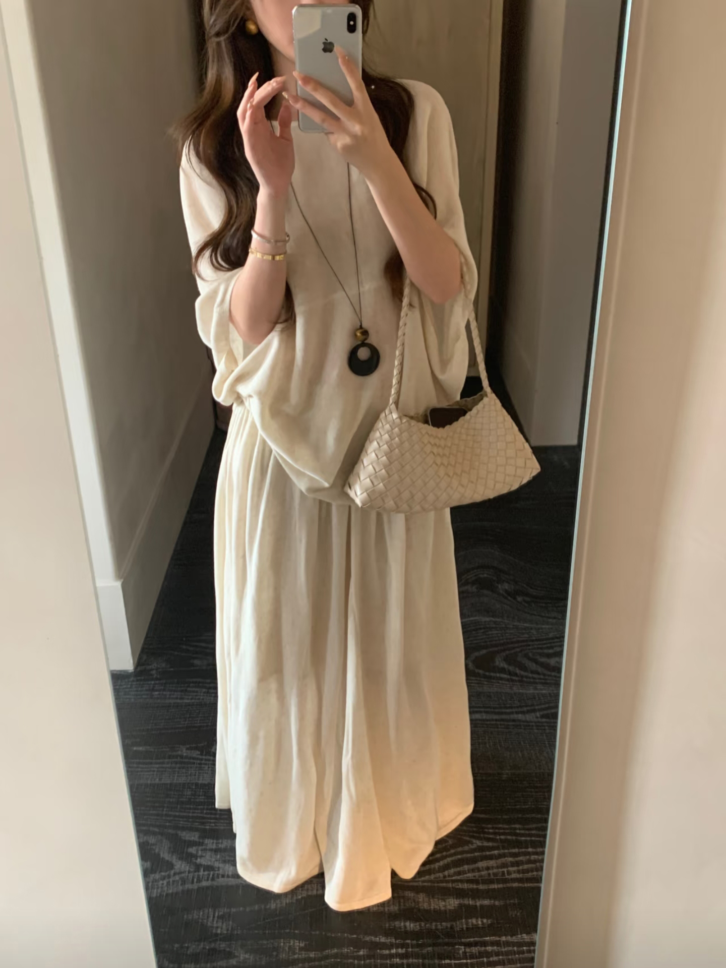 2025 Summer New Artistic Elegant Breathable Linen Tencel Half-Length Skirt Set