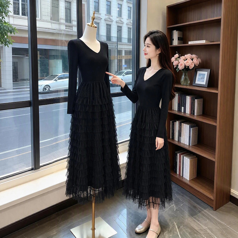 2026 Autumn New Versatile Design Gentle Fashion Retro Dress Slim Fit Base Dress 89128