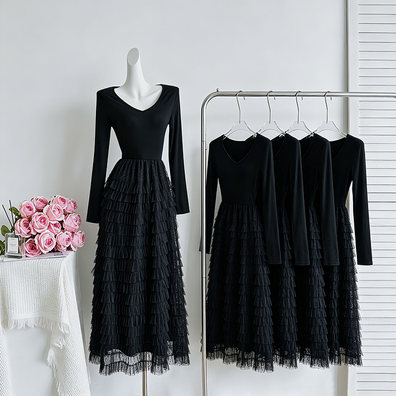 2026 Autumn New Versatile Design Gentle Fashion Retro Dress Slim Fit Base Dress 89128 - Image 4