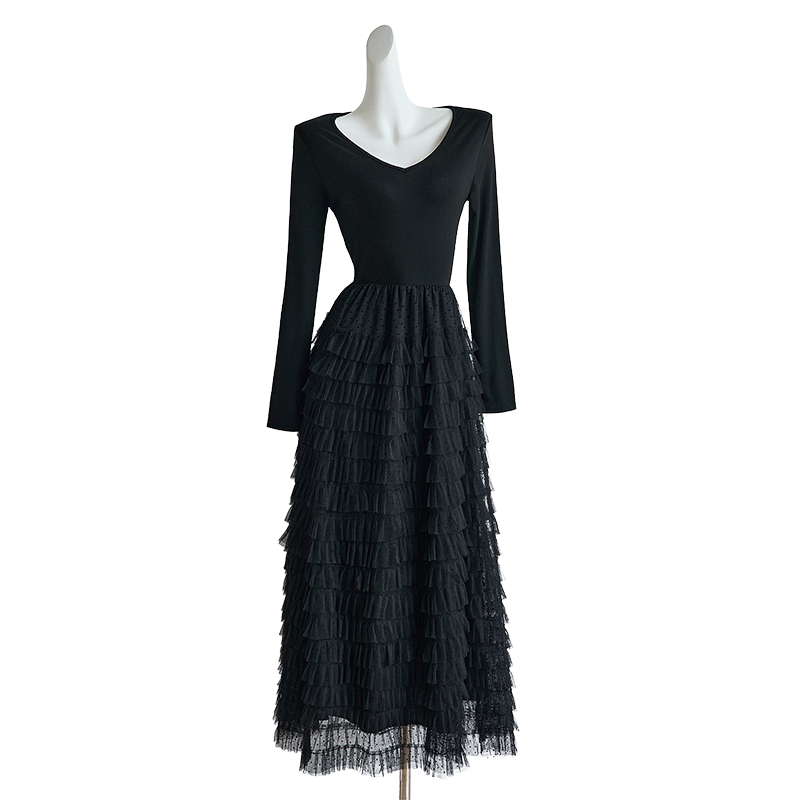 2026 Autumn New Versatile Design Gentle Fashion Retro Dress Slim Fit Base Dress 89128 - Image 5