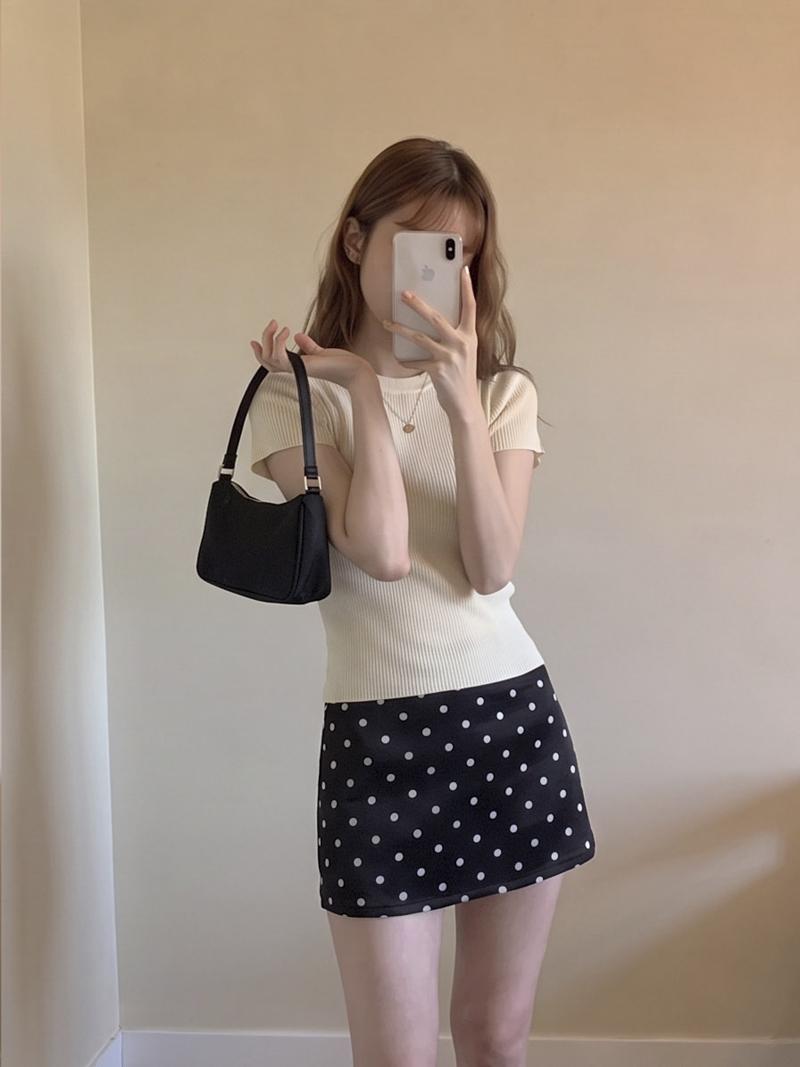 Elegant Satin Polka Dot A-Line Mini Skirt for Women Summer 2026 - Style 3cd363