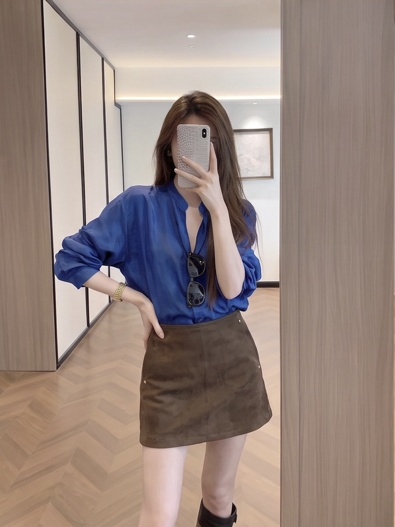 High-Waist A-Line Mini Skirt in Faux Suede
