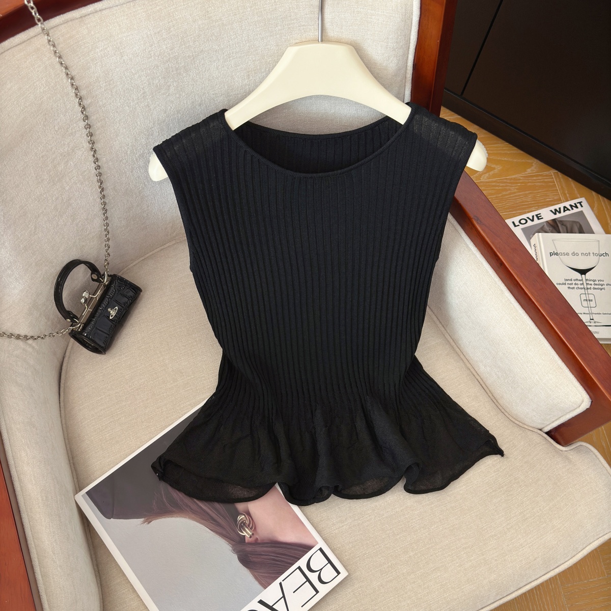 Sleeveless Knit Lace Panel Tank Top for Women Summer New Slimming Pullover - Image 2