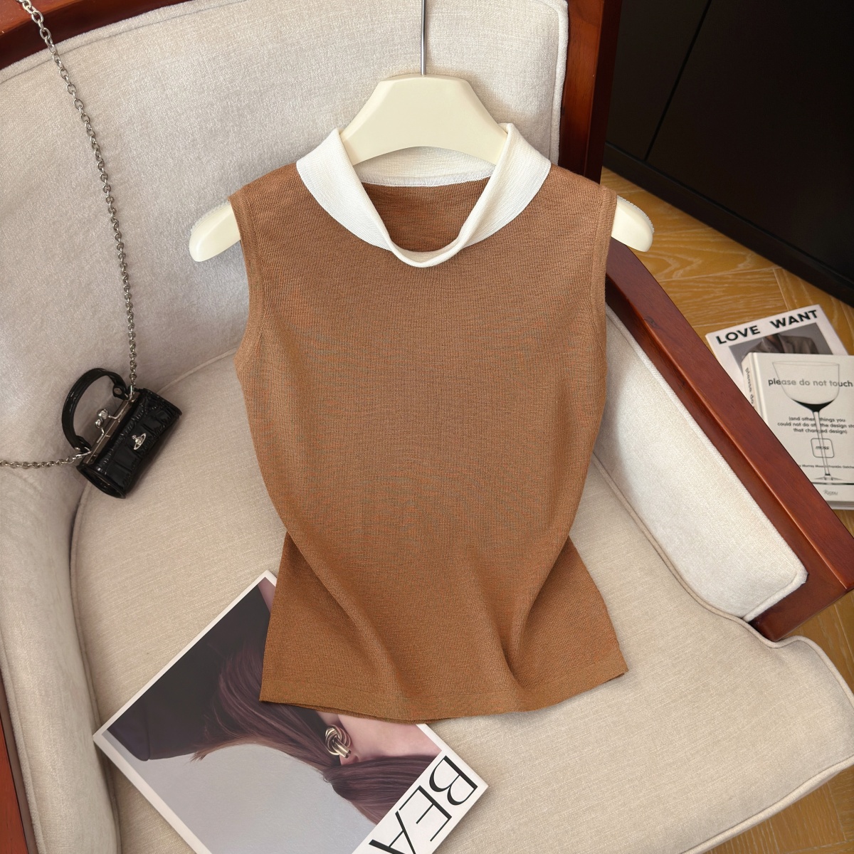 Women's Color Block Sleeveless Knit Vest Summer New Chic Comfortable Top - Image 2