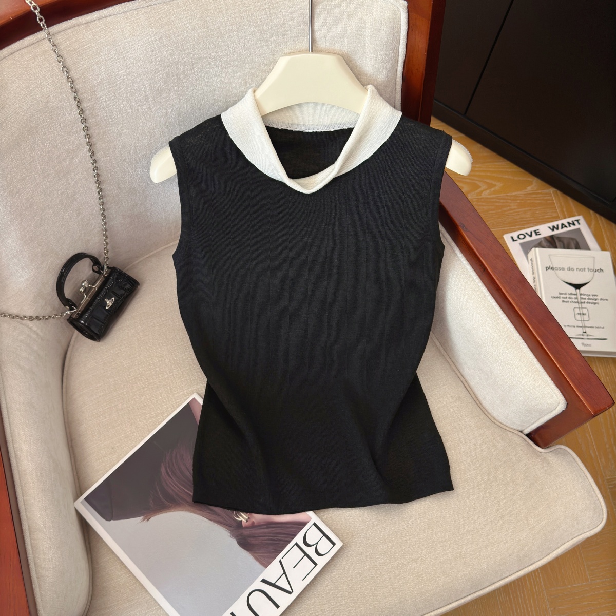 Women's Color Block Sleeveless Knit Vest Summer New Chic Comfortable Top - Image 3