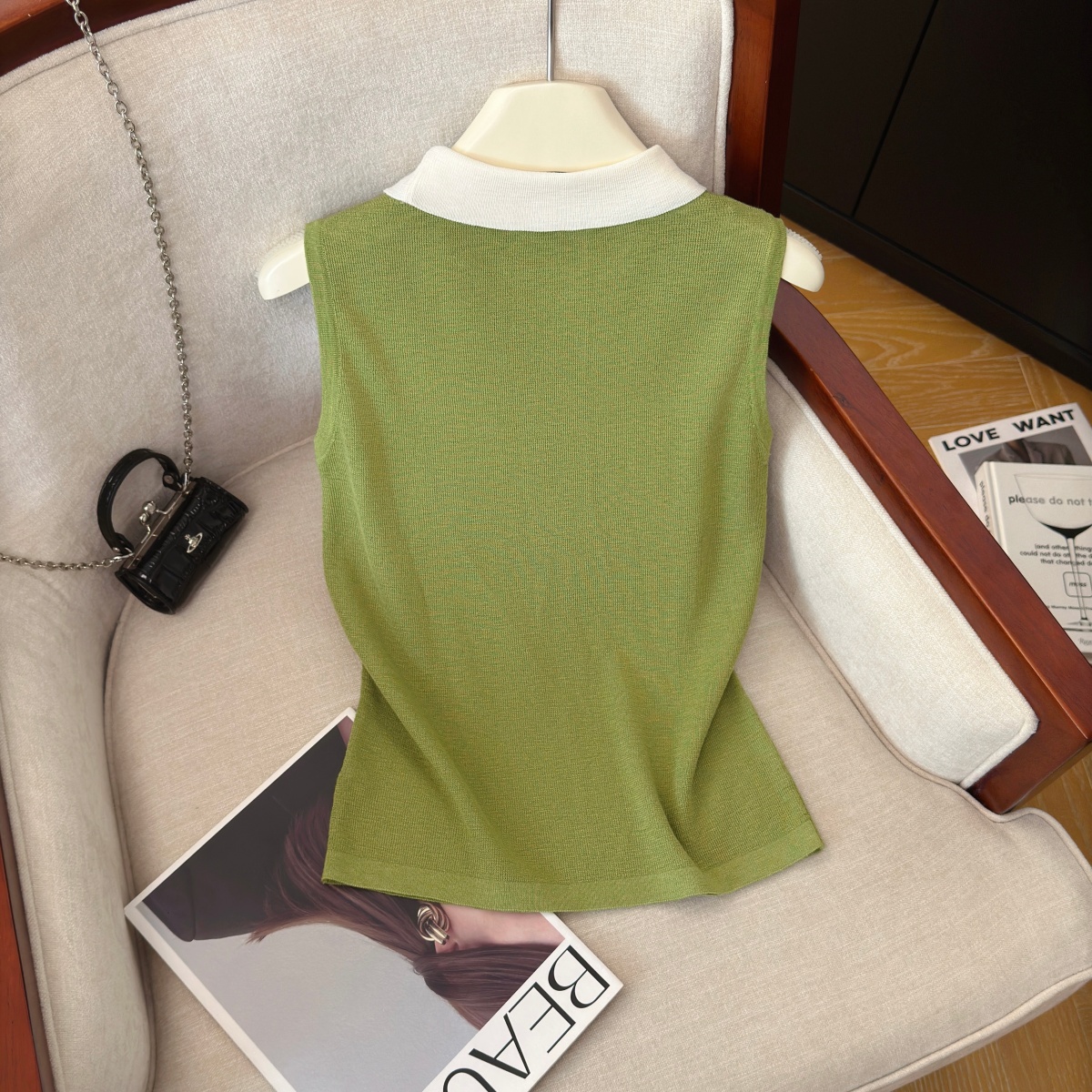 Women's Color Block Sleeveless Knit Vest Summer New Chic Comfortable Top - Image 5
