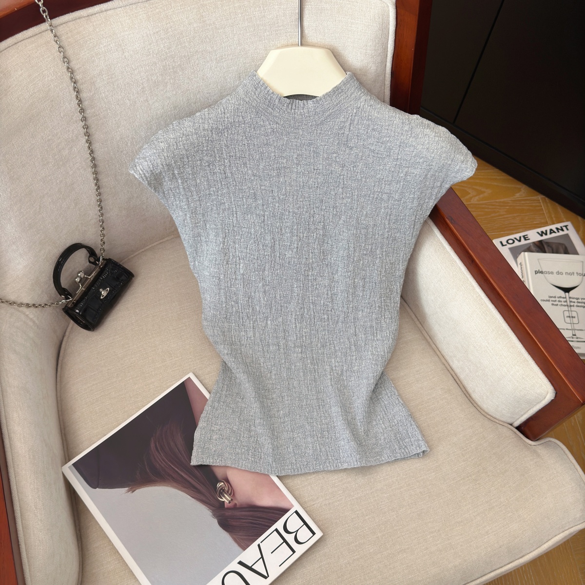 Women's Solid Color Sleeveless Knit Top Summer Autumn New Slimming Versatile Base Layer Vest
