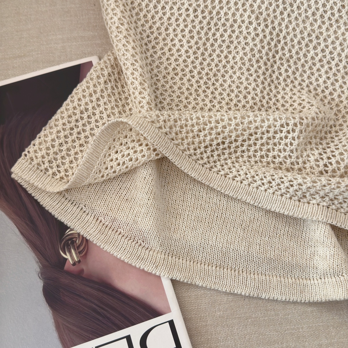 Women's Summer Knit Top with Cutout Detail and Layered Look - Image 5